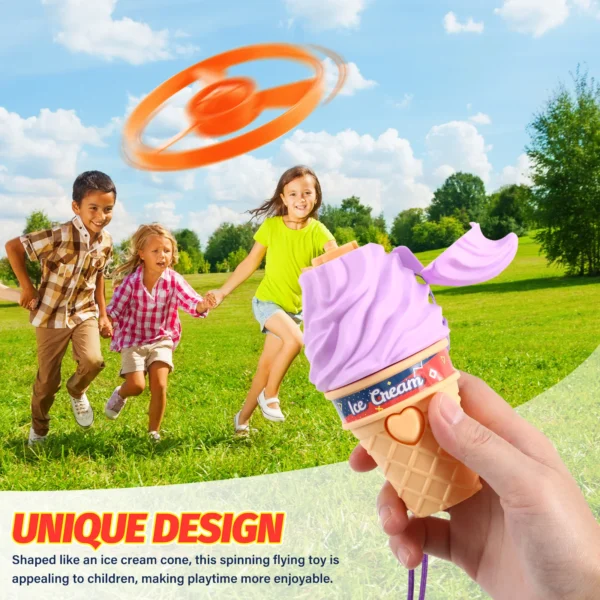 Kids Luminous Flying Disc Propeller Toys Cute Ice Cream Launcher Flying UFO Toy Spinning Top Outdoor Game Gift for Kids - Image 3