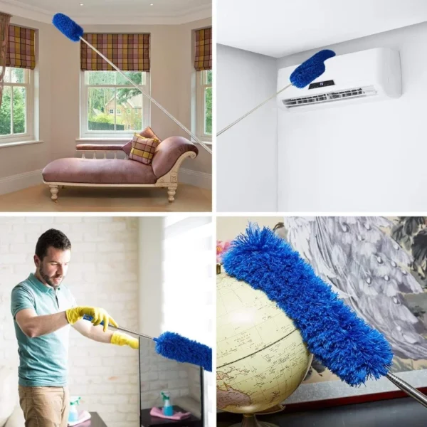 Ceiling fan dust removal with extension rod Spider web and corner brush cleaning kit 2 dust removal heads Clean telescopic rod - Image 6