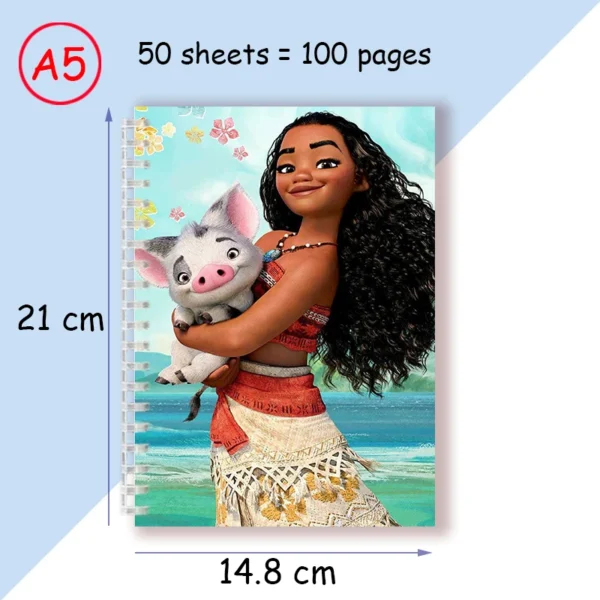 A5 Spiral Notebook Disney Cartoon Moana Vaiana Princess Dress COSPLAY Note Book Writing Memo Journal Kids Stationery Girl Gifts - Image 3