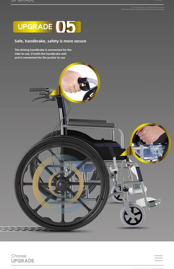 big large wheel wheel with toilet portable hand push scooter wheelchair for the elderly inconvenient legs and feet - Image 4