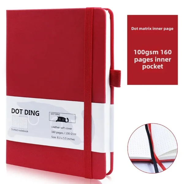 Dot DingDot Matrix Notebook Business Notepad AdvancedpuLeather Simple Student Journal Book - Image 5
