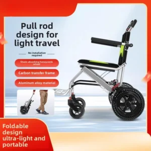 Wheelchair ultra -light can fold the elderly with disabilities for small portable portables to get on the plane hand cart