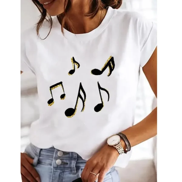 Love Heart Print Women Summer T Shirt Girl O Neck Funny Y2K Tops Tee Female 90s Casual Clothing - Image 2