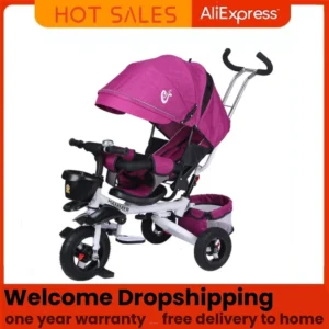 lightweight strollers tricycle for baby, foldable for children age 1-3-5,multifunctional children's tricycle stroller