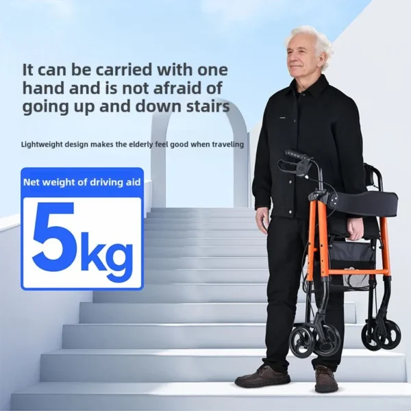 Heavy Duty Rollator Walker Load for 158kg,Lightweight Folding Bariatric Rolling Walker with Extra Wide Seat Elderly Walking Aids - Image 4