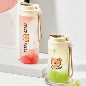 WORTHBUY 350Ml Reusable Plastic Water Bottle With Rope Cute Portable Sealed Leak Proof Drinking Cup Travel Sports Water Cup