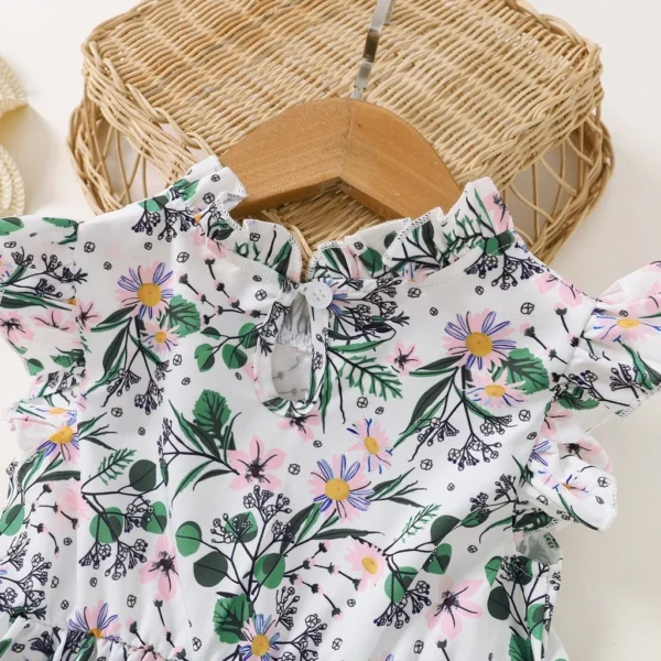 1-6 Years Kids Baby Girl Daily Dress Flowers Print Sleeveless Retro Style Lovely A- Line Summer Children Holiday Party Dresses - Image 4