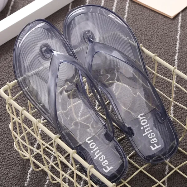 Summer Beach Flat Clear Flip Flops Girls Transparent Slippers Female Jelly Shoes Plain Color Women's Flip-Flops Ladies Slides - Image 3