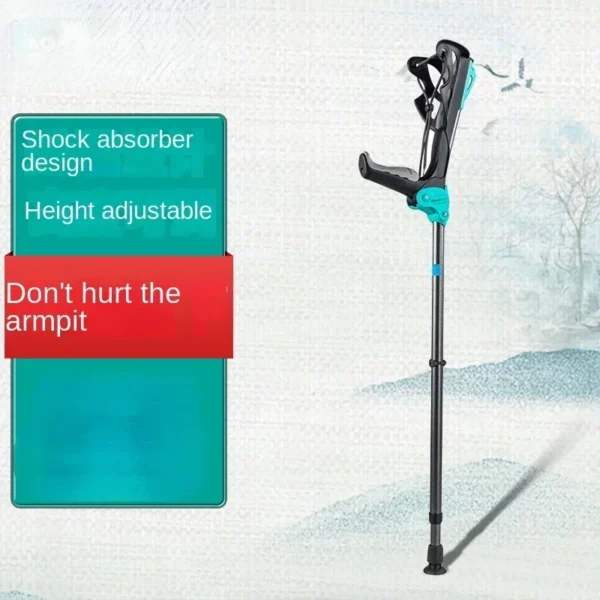 Anti-slip Height Adjustable Shock-absorbing Medical Crutches Elbow Crutch,Orthopedic Crutches,Aluminum Alloy Elderly Walking Aid - Image 2