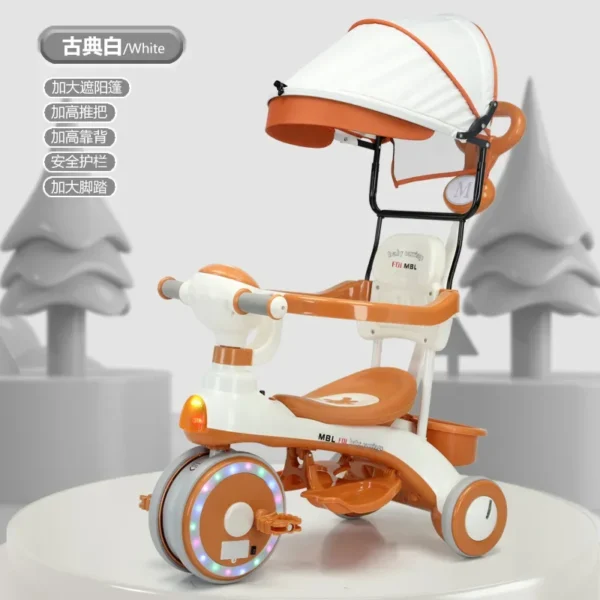 Children's Tricycle 1-6 Years Old Children's Pedal Scooter Baby Handcart Sliding Scooter Music Lightweight Children's Stroller - Image 2