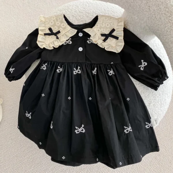 Autumn 0-6Yrs Girls Princess Dress Baby Girl Clothes Clothes Butterfly Collar Baby Girl One Piece Clothes Embroidery Kids Dress - Image 4