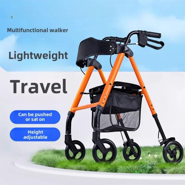 Heavy Duty Rollator Walker Load for 158kg,Lightweight Folding Bariatric Rolling Walker with Extra Wide Seat Elderly Walking Aids - Image 2