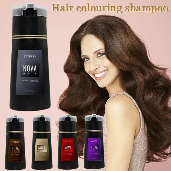 Nova Hair Dyeing Shampoo White Hair Quickly Dyed Black 3-in-1 Shampoo Fluffy Oil Control Hair Care Products Nourish Hair Shampoo