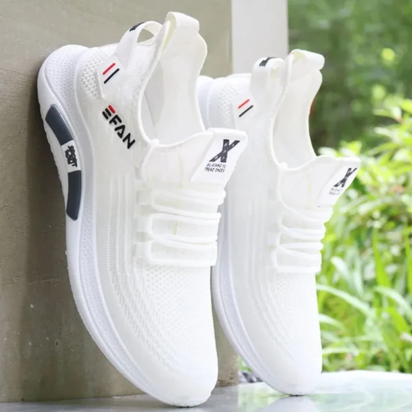 Men's Summer Breathable Mesh Shoes, Dad Shoes, Men's Sports and Leisure Shoes, Anti Slip and Anti Odor Fly Woven White Shoes - Image 2