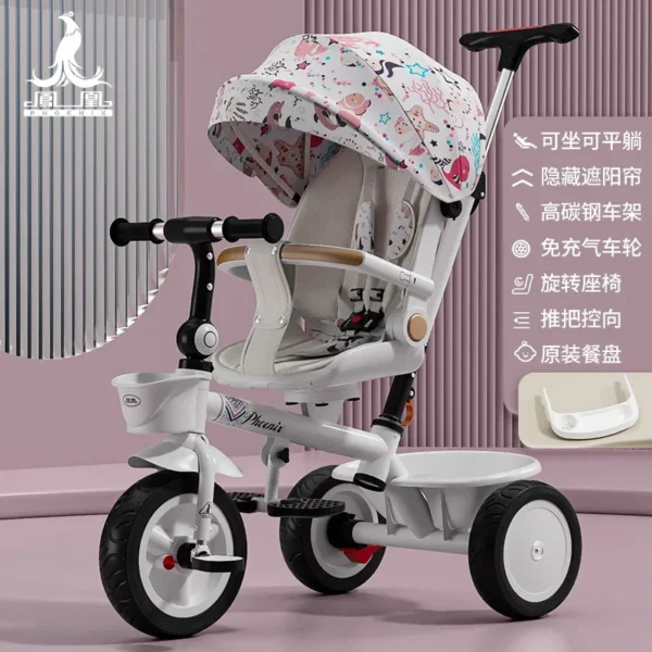 Children's Tricycle 1-3 Year Old Baby Pedal Walking Stroller Children's Lightweight Toy Handcart - Image 3