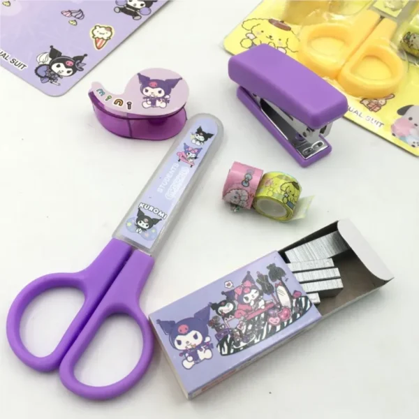 Cartoon Stationery Set Kuromi Kitty Stapler Tape Combination School Student Supplies Home Book Binding Machine Stapler - Image 4