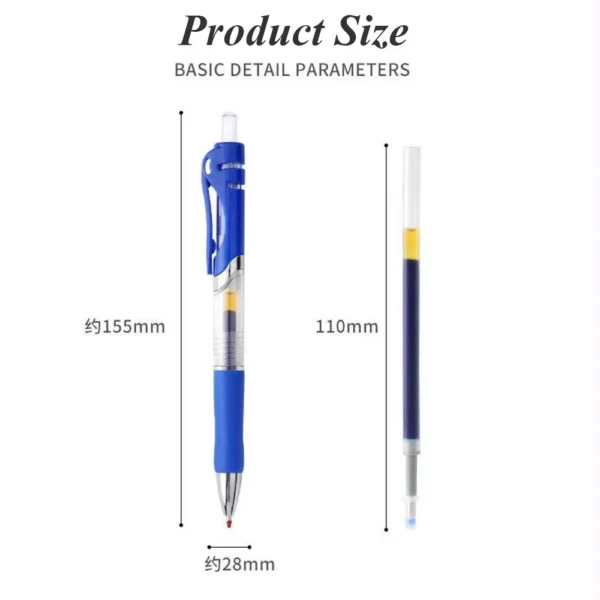 13Pcs Set Ballpen Retractable Gel Pens Black Red Blue Ink 0.5mm Ballpoint Replaceable Refills Office School Supplies Stationery - Image 6