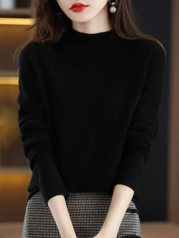 AOSSVIAO 2025 Autumn Winter Solid Mock-neck Pullover Sweater For Women Casual Knitwear Female Clothing Basic Soft Tops - Image 6