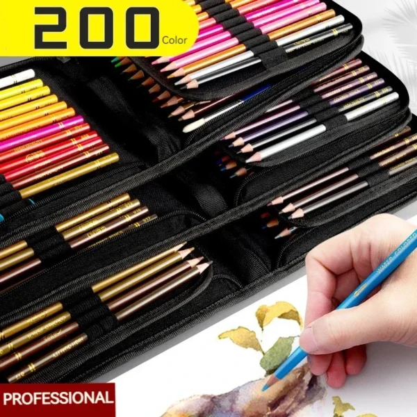 200/120/72/48 Colored Pencils Oil / Watercolor Color Pencils with Cloth Bag For Professional Drawing Sketching Art Supplies - Image 2