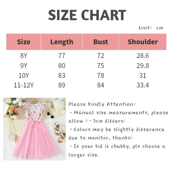 Child Girl Summer Clothing Floral Sleeveless Mesh Dresses Pastoral Fashion College Style Casual Costume for Kid Girl 8-12 Years - Image 6