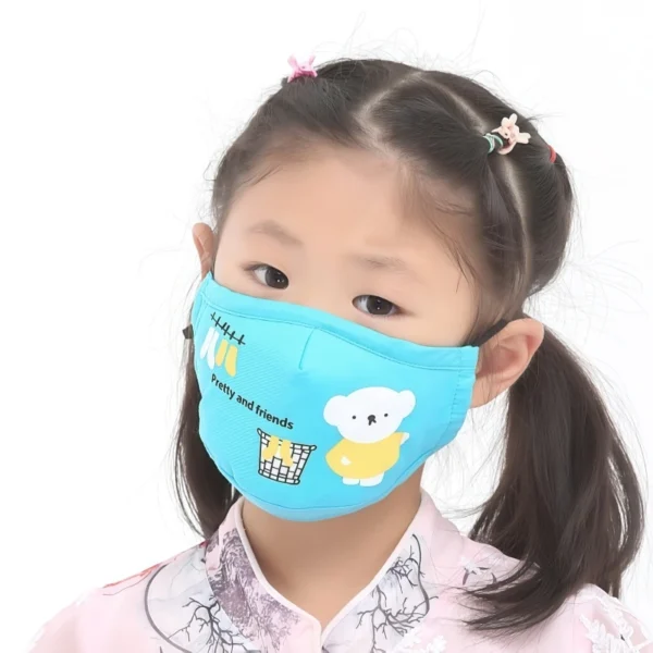 PPE Mask Reusable Anti Dust PM2.5-Breathable Cotton Face Mouth Mask for Children Cartoon Design Protective Washable with Filter - Image 4