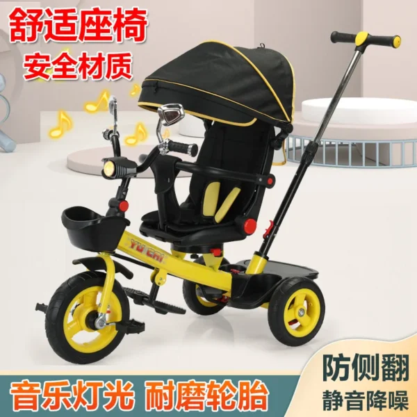 Children's tricycle lie down sit high landscape stroller magical tool for strolling children foot pedal multifunctional - Image 3