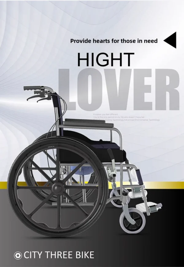 big large wheel wheel with toilet portable hand push scooter wheelchair for the elderly inconvenient legs and feet - Image 5