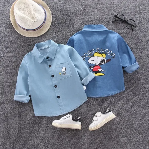 Spring Autumn Children's Denim Shirt Long Sleeve Base Layer Top for Boys And Girls Fashionable Baby Clothing from Mainland China - Image 2