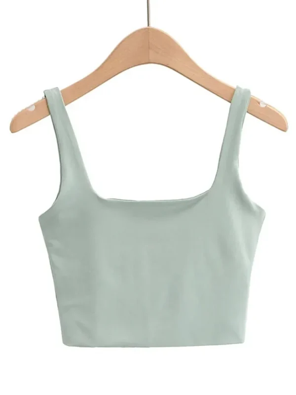 2022 Summer Women Sexy Sleeveless Tops Fashion Short Square Collar Tank Tops 6 Colors - Image 3