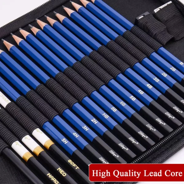 27/38/47pcs Sketch Pencils Set Roll Up Canvas Wrap Sketching Pencil Bag Art Drawing Supplies Charcoals Kneaded Eraser - Image 5