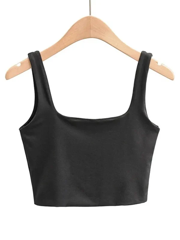 2022 Summer Women Sexy Sleeveless Tops Fashion Short Square Collar Tank Tops 6 Colors - Image 2