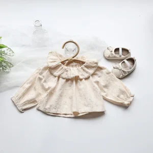 MILANCEL Baby Clothes Peter Pan Collar Girls Blouse Long Sleeve Baby Base Shirt Baby Tops