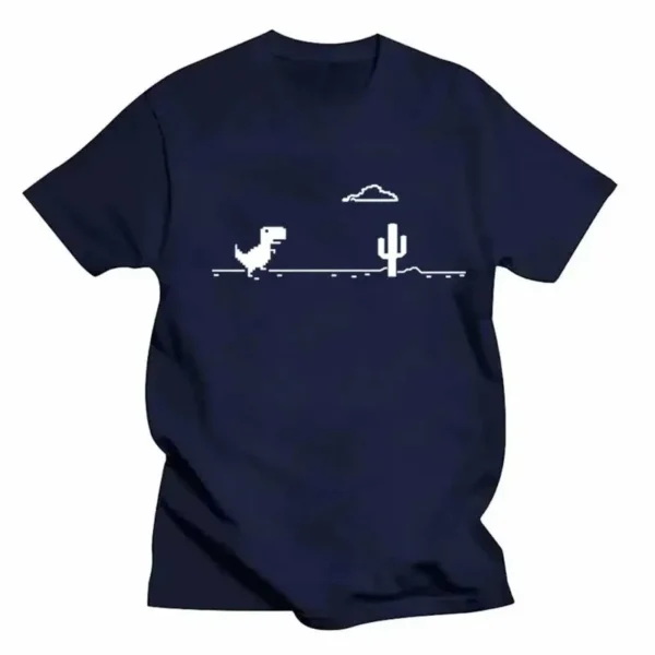 Mosaic Game Cactus Little Dinosaur Prints Men T-Shirts Creativity Street Funny Short Sleeve Casual All-math Mans Clothing - Image 4