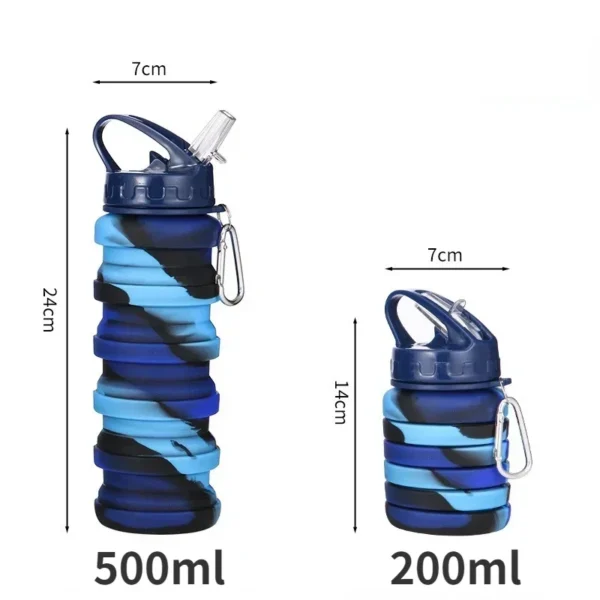 Silicone Foldable Water Bottle for Sports Reusable Leakproof Water Bottle with Carabiner Collapsible Water Bottle Bidon Rowerowy - Image 6