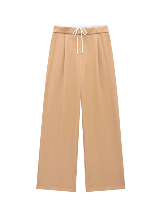 Willshela Women Fashion Solid Lace Up Side Zipper Straight Pants Vintage High Elastic Waist Female Chic Lady Trousers - Image 5