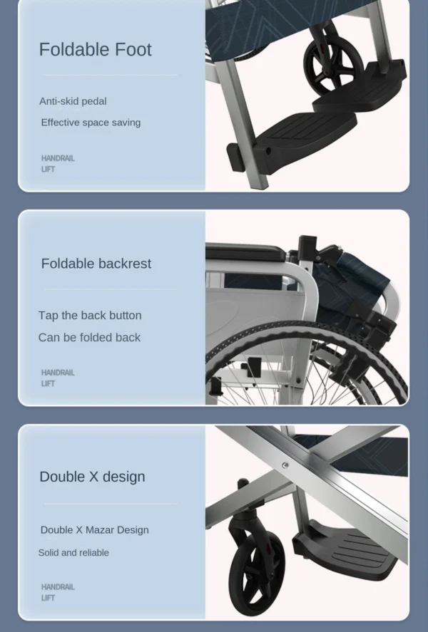 Folding light exwide armrest can lift Oxford cloth seat cushion large wheel wheelchair scooter the elderly - Image 5