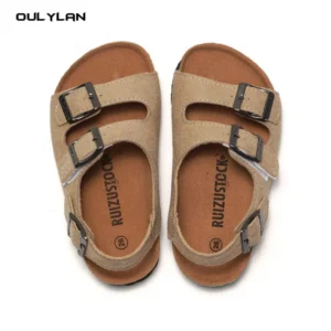 2025 Trend Beach Korean Wrap Heel Shoes Spring Summer Children Boys Girls Cork Sandals Flip-flops
