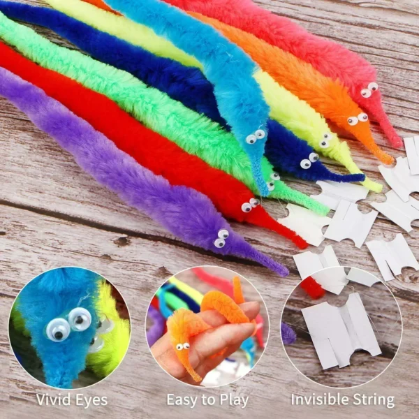 1PC Funny Worm Magic Props Toys for Children Kids Beginners Wiggly Twisty Worm with Invisible String Party Favor Games Trick Toy - Image 4