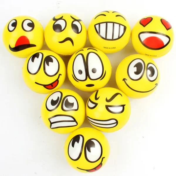 6Pcs/lot 6cm Smile Face Foam Ball Squeeze Stress Ball Outdoor Sports Relief Toy Hand Wrist Exercise PU Toy Balls For Children - Image 2