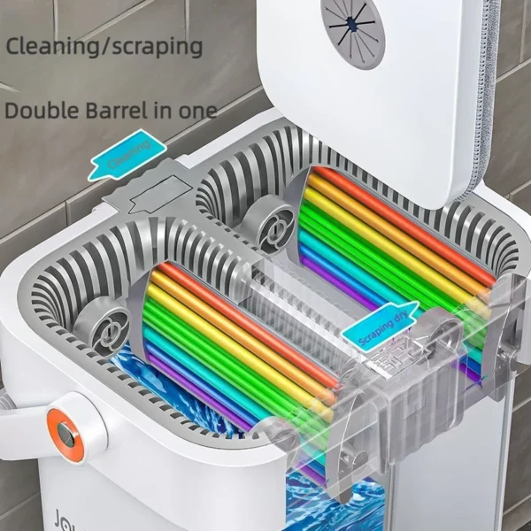 Hand Free Flat Floor 40cm Big Mop And Bucket Set Microfiber 360 Rotating Self Wringing Mop With Bucket Hand Free Lazy Cleaning - Image 2