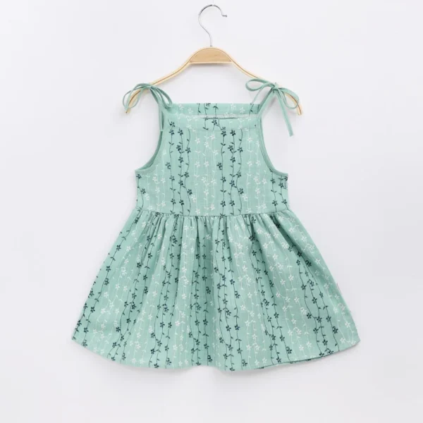 2025 Summer Girls Korean Version Strappy Dress Kids Pink Sleeveless Printed Dress Baby Cotton And Linen Casual Princess Dress - Image 4