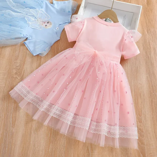 New Disney Girls Dress Short Sleeve Summer Princess Dresses Frozen Elsa Party Baby Dresses for Children Clothing Kids Clothes - Image 4