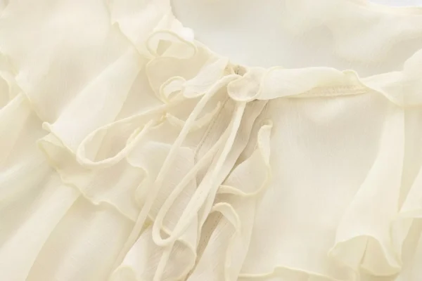 ETJ 2025 TRAF Spring New women's Sweet gentle fashion ruffled layered sexy translucent long-sleeved lace-up shirt - Image 2