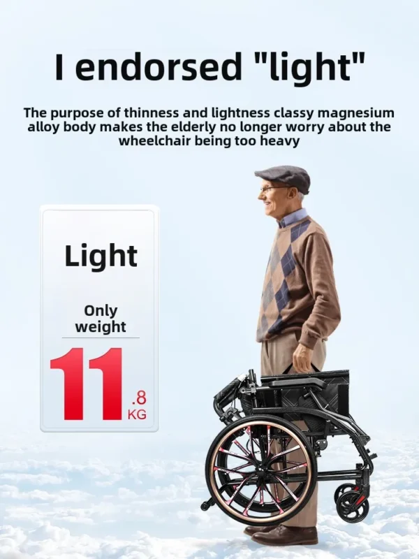 Foldable Lightweight Hospital Rehabilitation Wheelchair Portable Small Scooter for the Elderly - Image 3