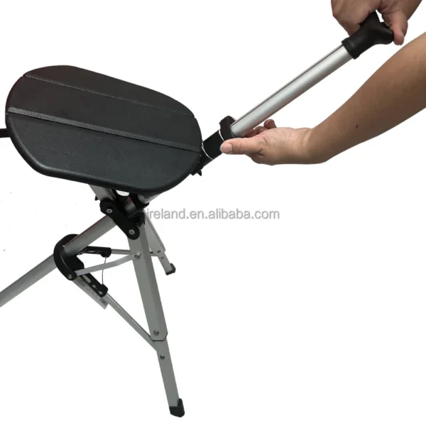 Folding Crutch Chair Aluminium Foldable Cane Chair Three Legged Cane Walking Stick with Stool - Image 3