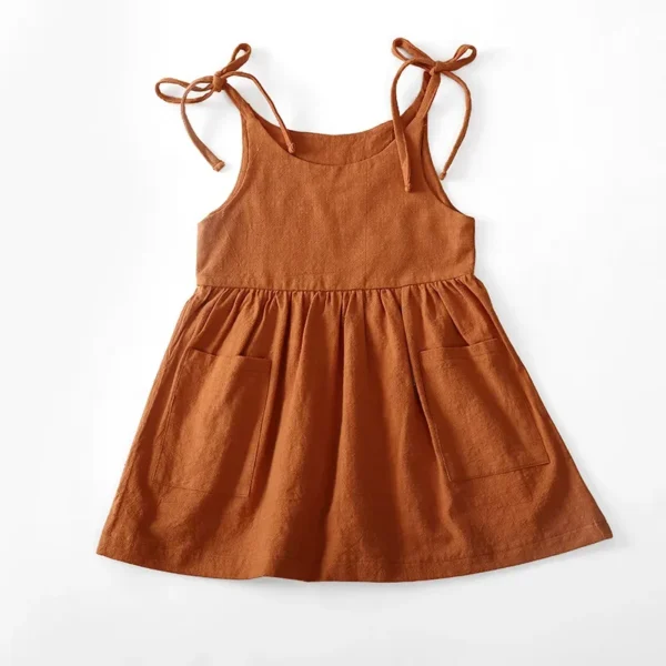 Summer Toddler Girl Dress Solid Cotton Sleeveless Children Dress Kids Sundress Slip Dress Fashion Girls Clothing - Image 6