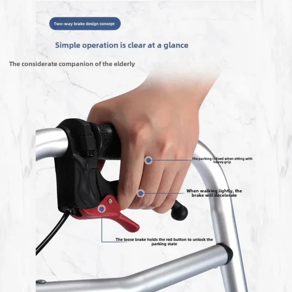 Hemiplegic Elderly Mobile Chair Walking Stick with Handbrake, Four-wheel Folding Assistant Adult Walkers, Disabled Crutches - Image 3