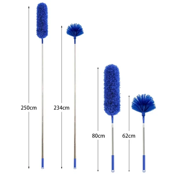 Ceiling fan dust removal with extension rod Spider web and corner brush cleaning kit 2 dust removal heads Clean telescopic rod - Image 2