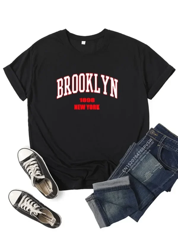 Print Fashion Harajuku Streewear Clothes Causal Female Brooklyn New York Los Angeles Women T Shirt Girl Graphic