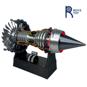 Turbofan Engine Cutaway Model with Working Parts and Detailed Labels for Aviation Training